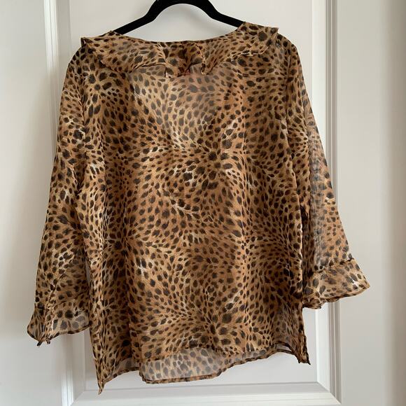 Gloria Vanderbilt Large Sheer Animal Print Top - Picture 2 of 7